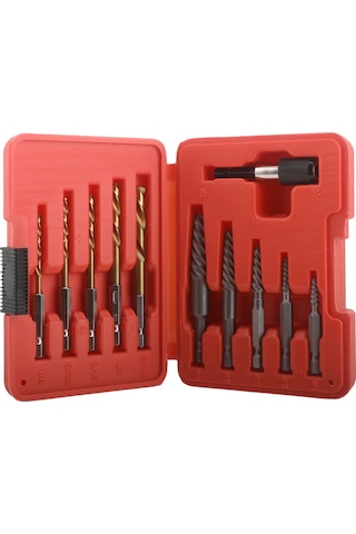 Geeroyoo 11 Parçalı Vidalı Çivi Sökme Seti - 5 Matkap Ucu, 5 Ekstraktör Ve Adaptör İle Hasar Görmüş Vidalar İçin Profesyonel Çözüm