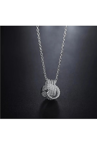 925ayar Gümüş Örgü Top Kolye