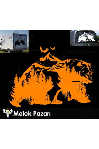 Orman Manzarası Ve Ayı Kamp Karavan, Off Road Sticker