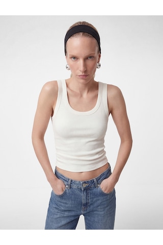 Koton Pamuklu U Yaka Slim Fit Atlet Kırık Beyaz 6sak10269ek Ekru