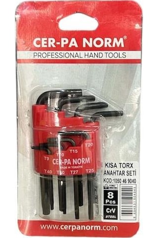 Cer-pa Norm Kısa Torq Alyan Anahtar Seti 8 Parça Allen