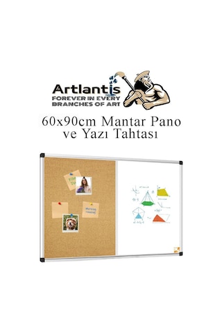 Çift Fonksiyonlu Yazı Tahtası Ve Mantar Pano 60x90 Cm 1 Adet Alüminyum Çerçeveli Mantar Panolu Yazı Tahtası