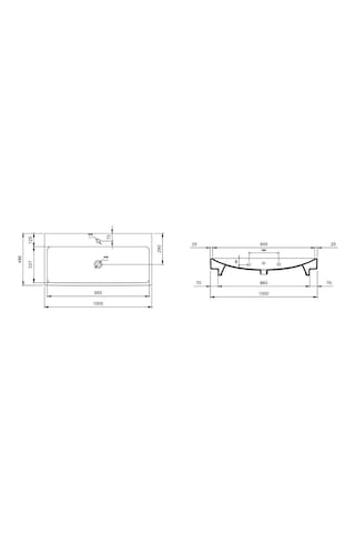 Bocchi Scala Tezgah Üstü Lavabo 100 CM Mat Buz Mavi