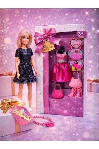 Moda Prensesi 29 Cm Ekstra Elbiseli Ve Aksesuarlı Oyuncak Bebek Seti - Değiştirilebilir Kıyafetli Sarı