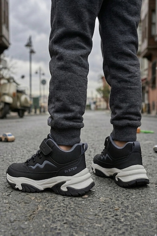 In Step Titan Mini - Cırt Cırtlı Dayanıklı Unisex Çocuk Spor Ayakkabı - Siyah