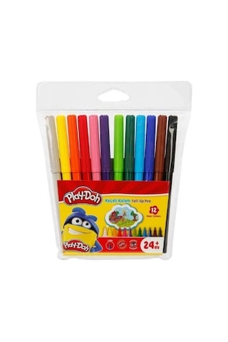 Play-doh Keçeli Kalem 12 Renk 2 Mm Dayanıklı Uç Kokusuz Su Bazlı Mürekkep Şeffaf Kapaklı