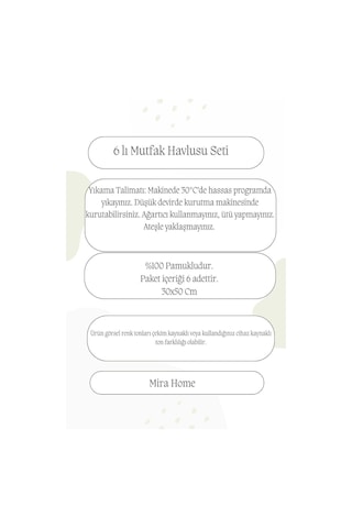 6 Parça Mutfak Havlusu Seti %100 Pamuklu Zahter Çok Renkli