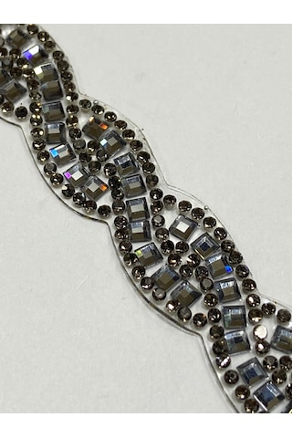Ütü İle Yapışan Kristal Taşlı Örgü Model Şerit / 1 Metre / H21 - Siyah