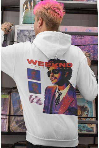 Sevbano The Weeknd After Hours Rapper Şarkıcı Sırt Baskılı Unisex Oversiz beyaz