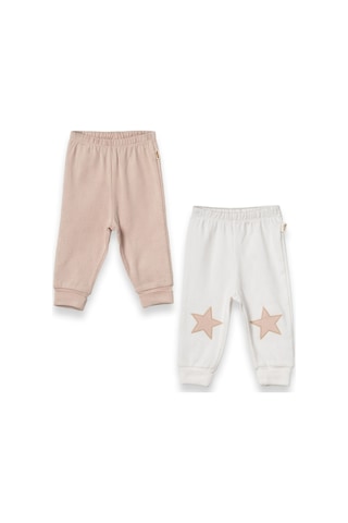 Babycosy Organic Wear %100 Organik Pamuk,2 Li Bebek Alt Pijama Seti,yıldız Detaylı,bebek Ve Yenidoğan Serisi Ekru-taş
