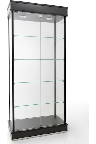 40x80xH175, Camlı Vitrin, Koleksiyon-Teşhir Vitrini, Acmv80Syh Siyah