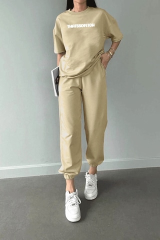 T-shirt Eşofman Altı Jogger - Bej Thatsoffetch Baskılı Eşofman Takımı Oversize Bisiklet Yaka Bej T-shirt Eşofman Altı Jogger - Bej Thatsoffetch Baskılı Eşofman Takımı Oversize Bisiklet Yaka Bej