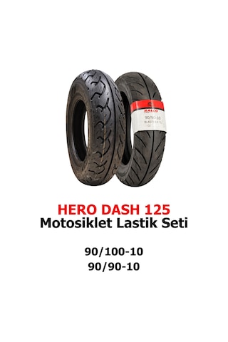 Hero Dash 125, 90/100-10 Tl Ve 90/90-10 Tl Dubleks Motosiklet Lastik Seti