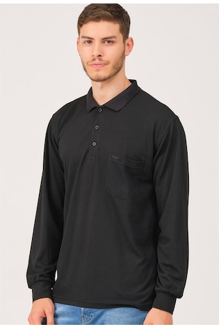 V1902 Dewberry Erkek Polo Yaka Sweatshırt-siyah Siyah