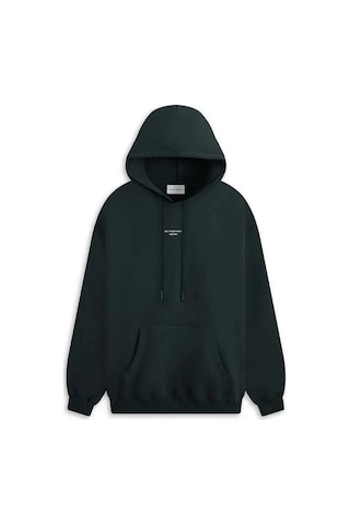 American Rag Cie Klasik Dark Green Hoodie - Pamuk, Relaxed Fit, Kanguru Cepli & Üstten Baskı Koyu Yeşil