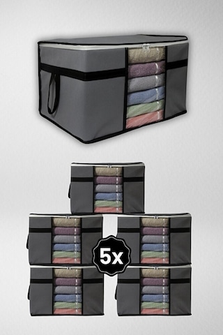 Adarya Home 5 Adet Pencereli Kazak Hurcu- 50x40x30 Gri