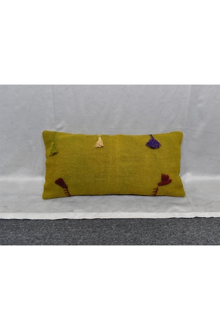 Zehra Abla Halı Yeni El Dokuma Dekoratif Lumbar Kilim Kırlent Yastık Kılıfı 6858 Çok Renkli