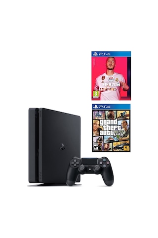 Sony Playstation 4 Slim 1 TB Oyun Konsolu + 2 Kol + Gta 5 + Fifa 2020 (İthalatçı Garantili)