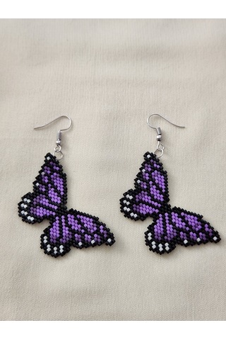 Harmel Jewelry Miyuki Mor Kelebek Küpe Çok Renkli