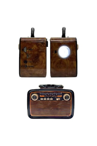Nostalji - 975 - Radyo Bluetooth Hoparlör Usb-sd Kart Giriş Led Fener Işıklı - Glblseme - Batlı Pilli