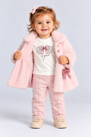 Ahengim Kız Bebek Peluş Mont Fiyonklu Düğmeli Yumuşak Dokulu Kışlık Ceket Ak8548 Pembe