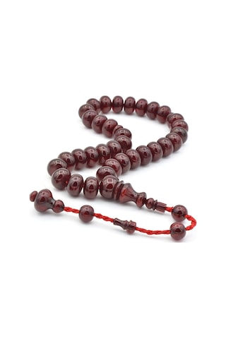 Ahmet Emin Yapımı Osmanlı Model Vişne Sıkma Kehribar Tesbih 002 Bordo