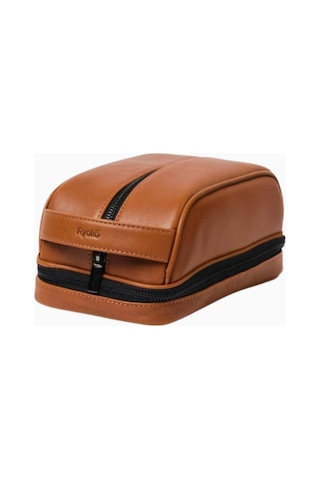 Ryoko Liwa Dopp Kit Deri Seyahat Ve Bakım Çantası El Çantası Tan 2 Kahverengi
