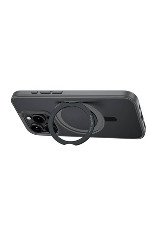 Apple Uyumlu iPhone 15 Pro Kılıf Magsafe Şarj Özellikli 360 Dönebilen Benks Pop Stand Kapak Siyah