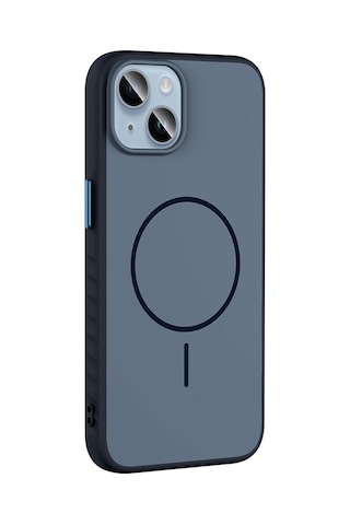 Apple Uyumlu iPhone 15 Kılıf M-safe Şarj Özellikli Zore Tea Kapak Lacivert