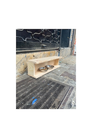 Kedi Mama Kabı, Sokak Kedileri İçin Mama Kabı Yağmurdan Korumalı Mama Kapı, Mama Kabı Standı Tekne Vernikli Ağaç - 762315416