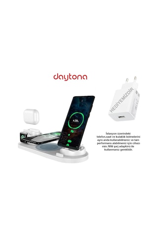 Daytona iOS Iwatch Airpods Apple Uyumlu iPhone Samsung Kablosuz Şarj Standı (487224223)