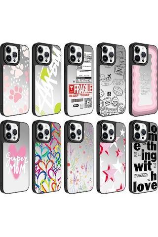 Apple Uyumlu iPhone 14 Pro Max Uyumlu Aynalı Desenli Kamera Korumalı Parlak Zore Mirror Kılıf-dallar Dallar -