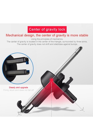 Dianziye Araç Vantilya Telefon Tutucu, Tek Elle Kullanıma Uygun Kütle Mekanizması, Kaymazsız, Şarj Portu Erişimi Sağlar, Siyah Siyah