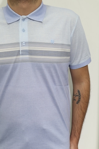 Santa Dmctekstil Erkek Dijital Baskı Desenli Klasik Kesim Rahat Kalıp Cepsiz Polo Yaka T-shirt Mavi
