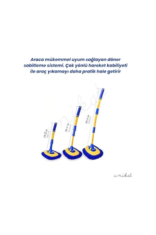 Yeni Tasarım Teleskopik Saplı Araç Yıkama Süpürgesi Makarna Uçlu Uzatılabilir Yaylı Mikrofiber Fırça -sarı Mavi 1 Adet