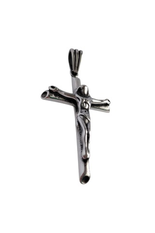 925 Ayar Gümüş Çarmıhtaki İsa Kabartma Tasarım Cross Kolye Ucu Gümüş
