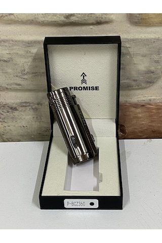 Promise Gaz Göstergeli Üçlü Ateşlemeli Füme Renk Kişiye Özel Çakm