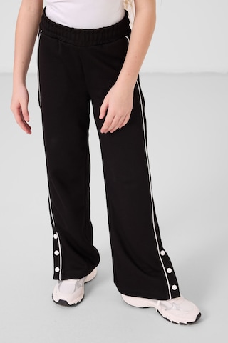 Tommylife Ekru-siyah O Yaka Baskılı Geniş Paça Çıt Çıt Detaylı Kız Çocuk Palazzo Eşofman Takım - 75172 Ekru/sıyah Ekru - Siyah
