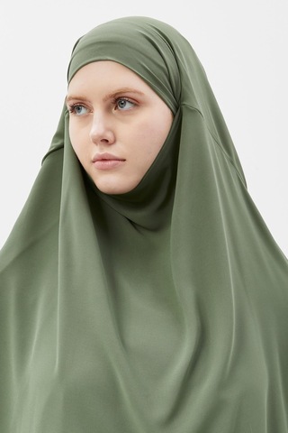 Hazır Pratik Şifon Üç Katlı Peçeli Üçgen Hac Umre Şalı Sufle Hijab Nikap Fıstık Yeşili