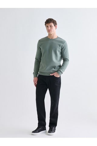 Lcwaıkıkı Basic Yeşil Bisiklet Yaka Erkek Kalın Sweatshirt