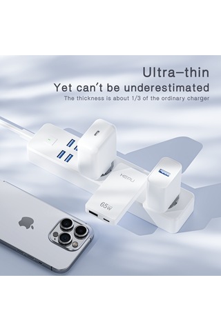 Hepu Hp-c36 65w Usb-c Gan Güç Adaptörü Ultra İnce Tasarım, Hızlı Şarj Konforu Type-c Kablo Dahildir