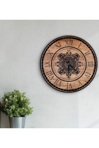 Bk Gift Dekoratif 45Cm Ahşap Duvar Saati-157