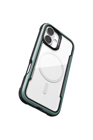 Apple Uyumlu iPhone 16 Kılıf Magsafe Şarj Özellikli Airbagli Raptic Shield Serisi Şeffaf Arka Yüzey Kapak Yeşil