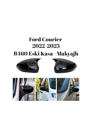 Ford Courier 2022 2023 B460 Eski Kasa Makyajlı Uyumlu Yarasa Ayna Kapağı Seti Batman Parlak Siyah