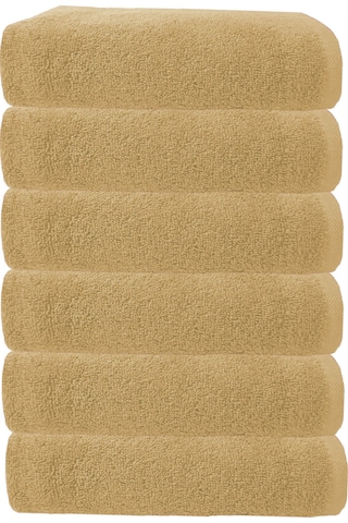6 Lı Premium %100 Pamuklu Kuaför & Berber Saç Havlusu 50x90 Cm Bej