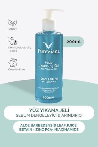Pureviana Siyah Nokta Akne Karşıtı Gözenek Temizleyici ve Sebum Dengeleyici Yüz Temizleme Jeli 200 ML