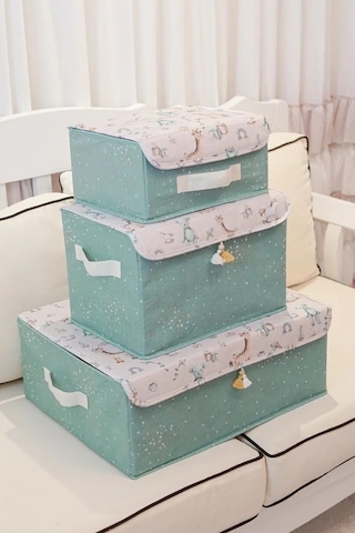 Tex Republic Baby Kapaklı Kutu - Bebek Odası Düzenleyici 30 X 22 X 15 Cm Mavi