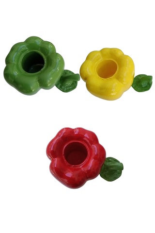 3 Adet Biber Şeklinde Baharatlık - Çay Portu - Biblo Çok Renkli