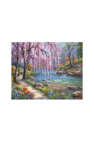 Renkli Orman Nehri Sticker Çerçevesiz 50x65 Bul-boya Seti