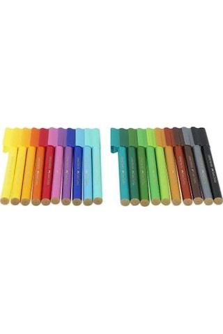 Faber-Castell Keçeli Kalem Seti, 20 Renk, Birbirine Bağlanabilir Kapak, Örtücü Renkler, Yıkanabilir Mürekkep Çok Renkli
